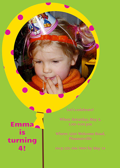 Balloon - Yellow Birthday Invitation