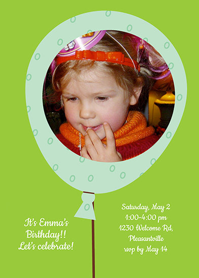 Balloon - Teal Birthday Invitation