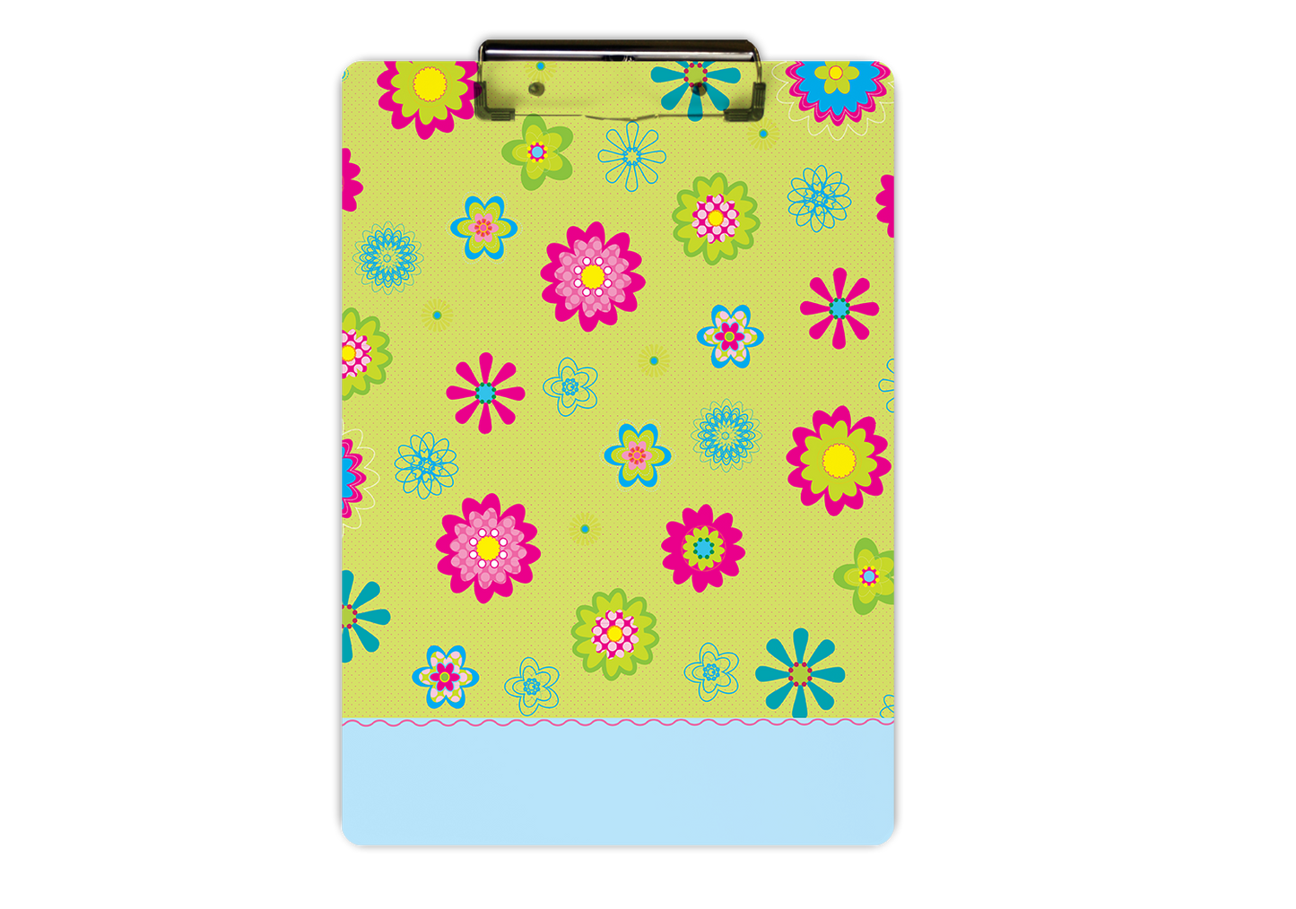 Floating Flowers & Stripes Blue Clipboard