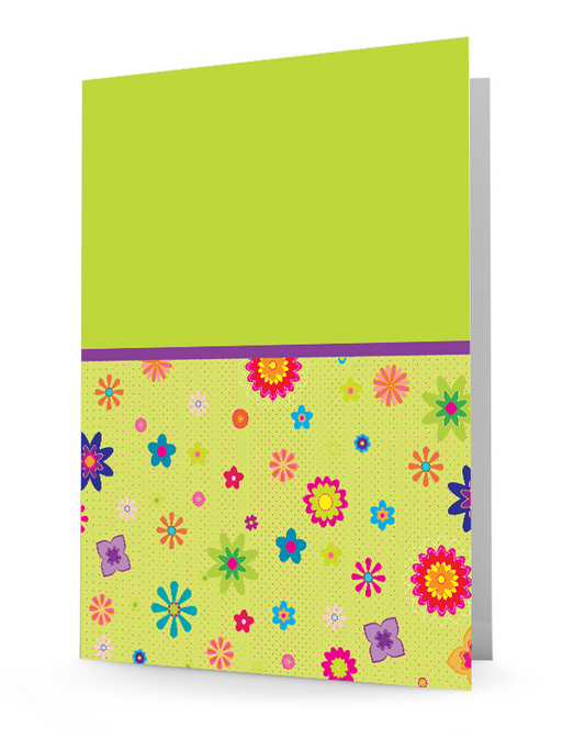 flowers folder, laminated folder, personalized folder, 2-pocket folder