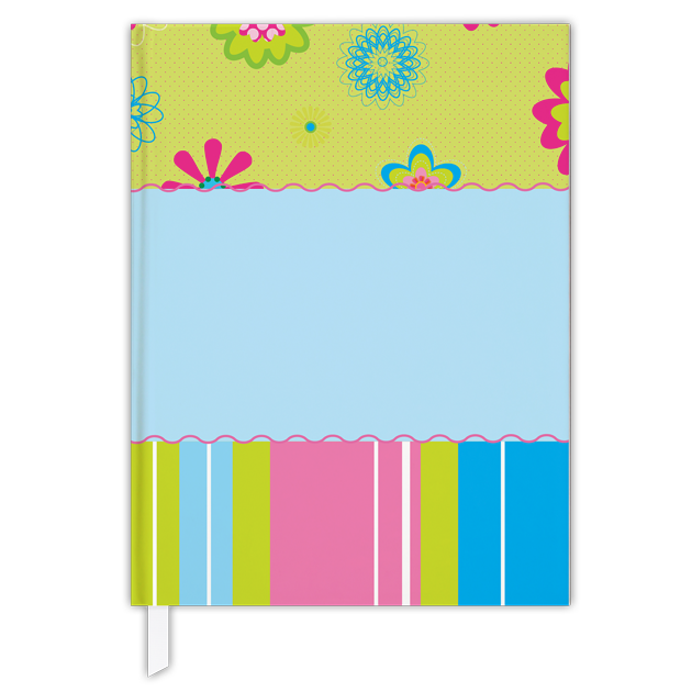 Floating Flowers & Stripes Blue Journal