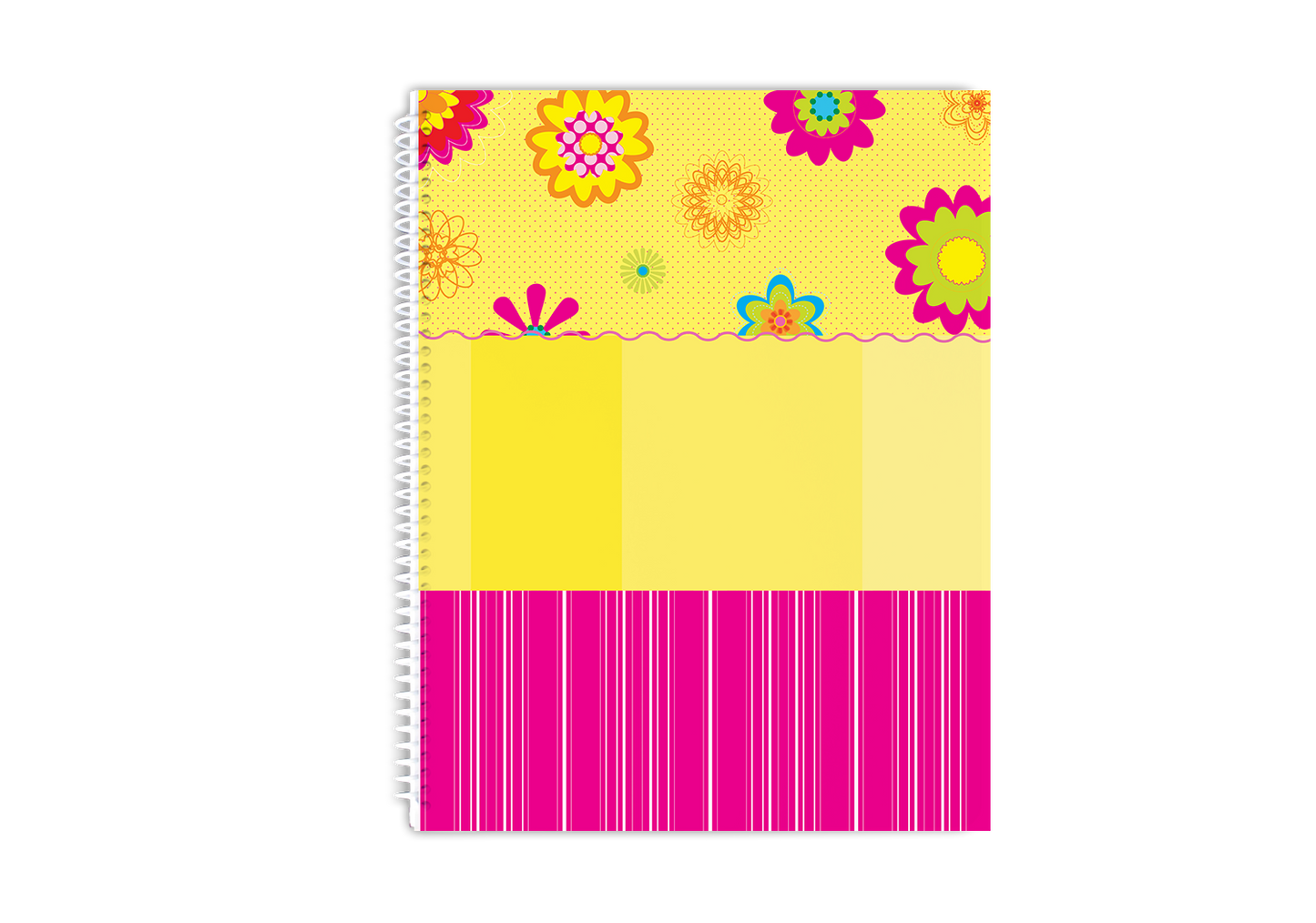 Floating Flowers & Stripes Pink Notebook