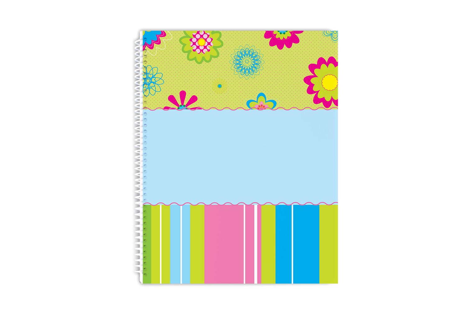 Floating Flowers & Stripes Blue Notebook