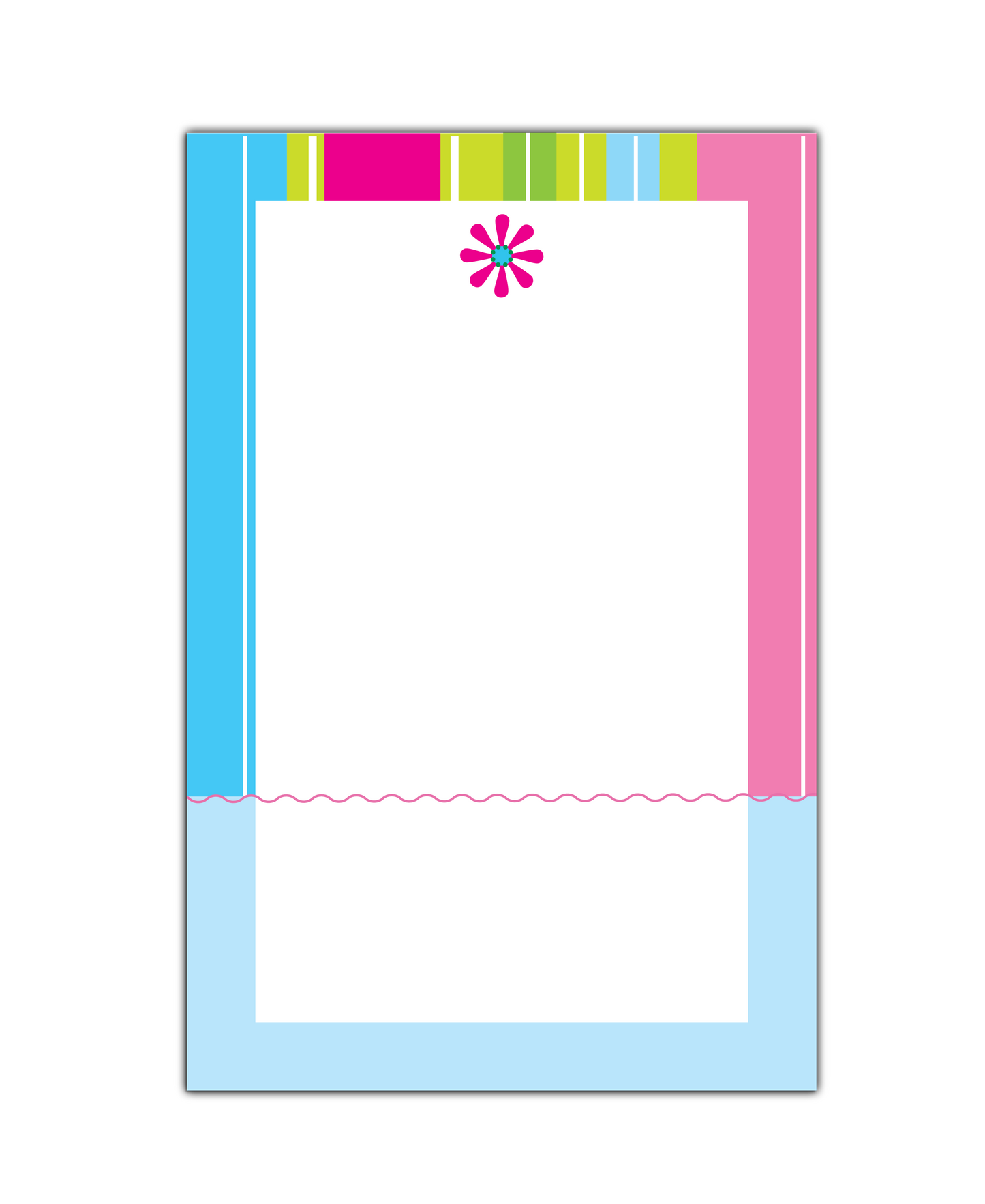 Floating Flowers & Stripes Blue Notepad