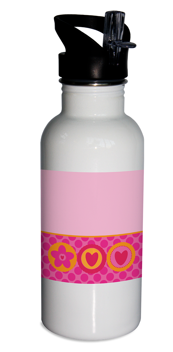 Blooming circles water bottle, personalized water bottle, kid's water bottle