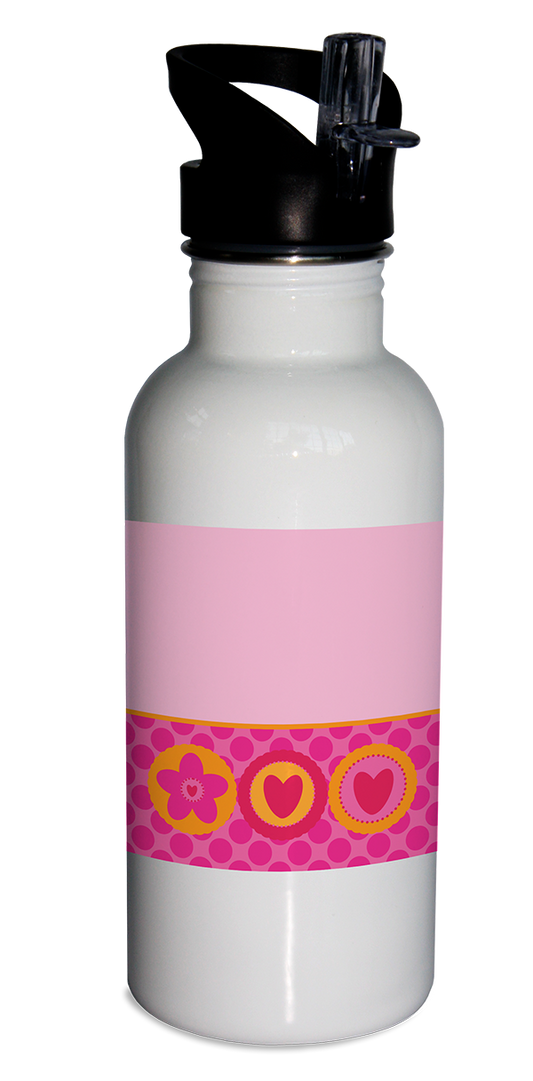 Blooming circles water bottle, personalized water bottle, kid's water bottle