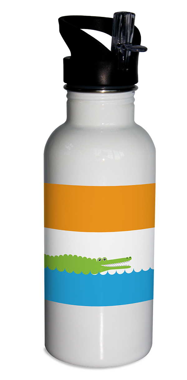 water bottle, personalized water bottle, kids' water bottle, crocodile water bottle