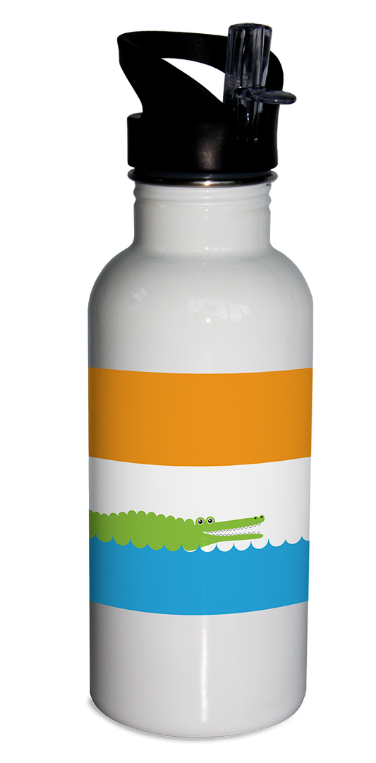 water bottle, personalized water bottle, kids' water bottle, crocodile water bottle