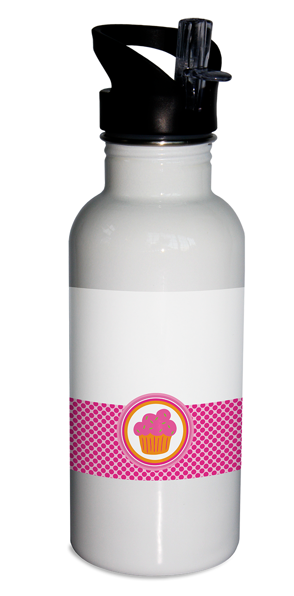 Cupcake water bottle, kids' water bottle, stainless steel water bottle, personalized water bottle