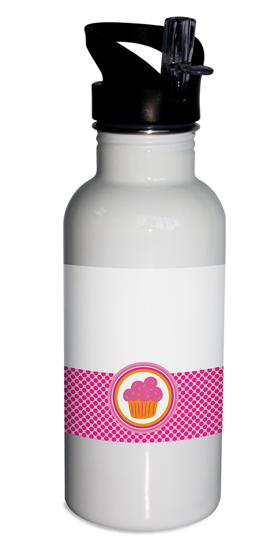 Cupcake water bottle, kids' water bottle, stainless steel water bottle, personalized water bottle