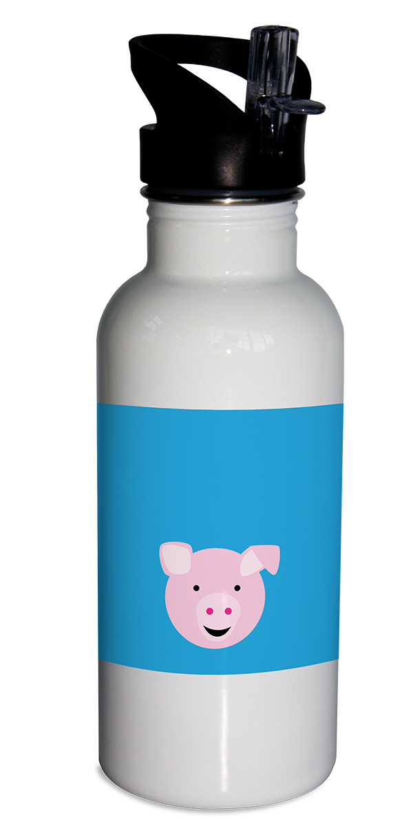 water bottle, pig water bottle, kid's water bottle, personalized water bottle