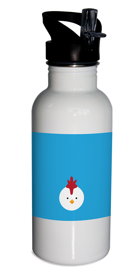 chicken water bottle, stainless steel water bottle, kids' water bottle, personalized water bottle