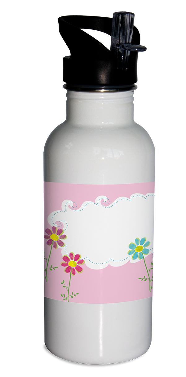 personalized water bottle, floral water bottle, kid's water bottle