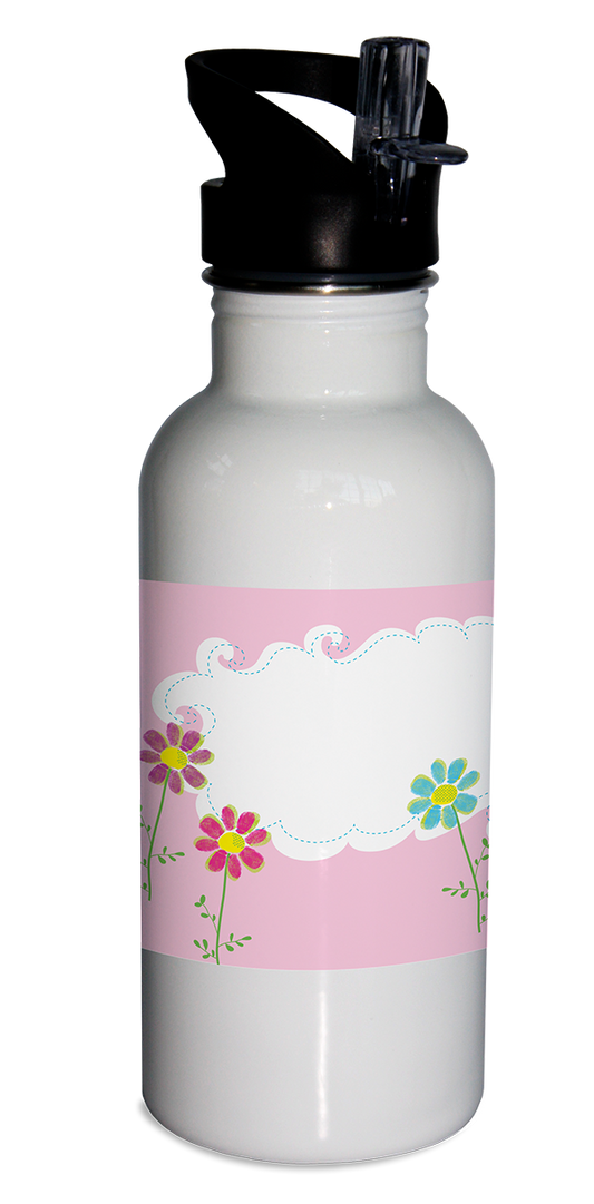 personalized water bottle, floral water bottle, kid's water bottle