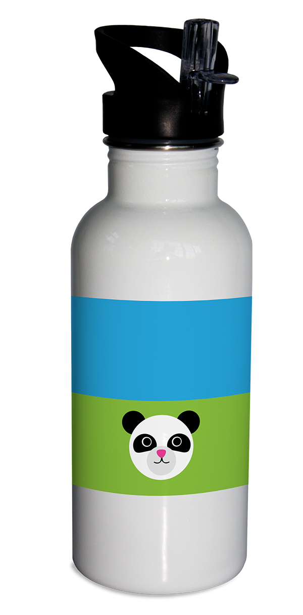 panda water bottle, personalized water bottle, kid's water bottle