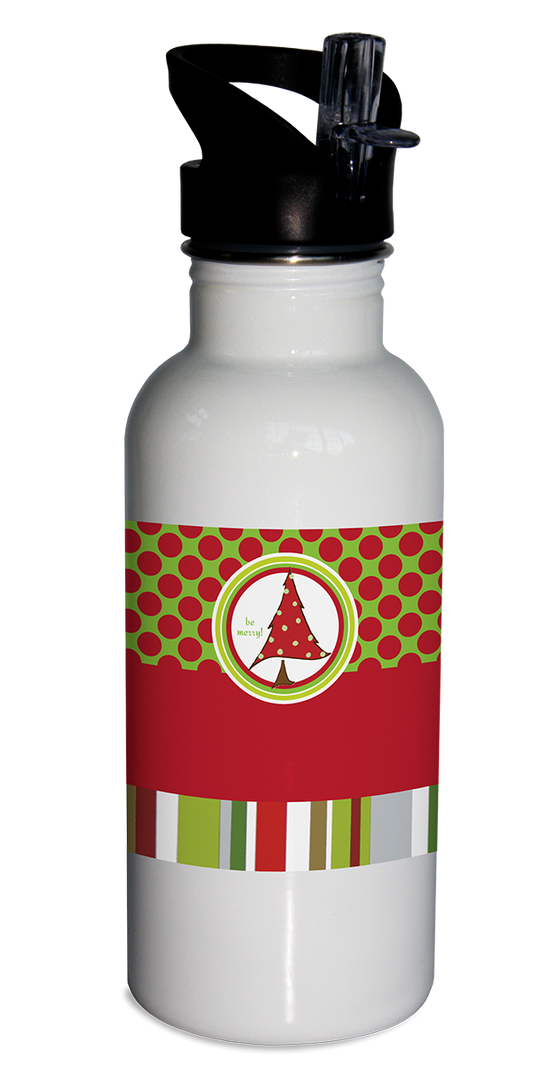 water bottle, personalized water bottle, Christmas tree water bottle