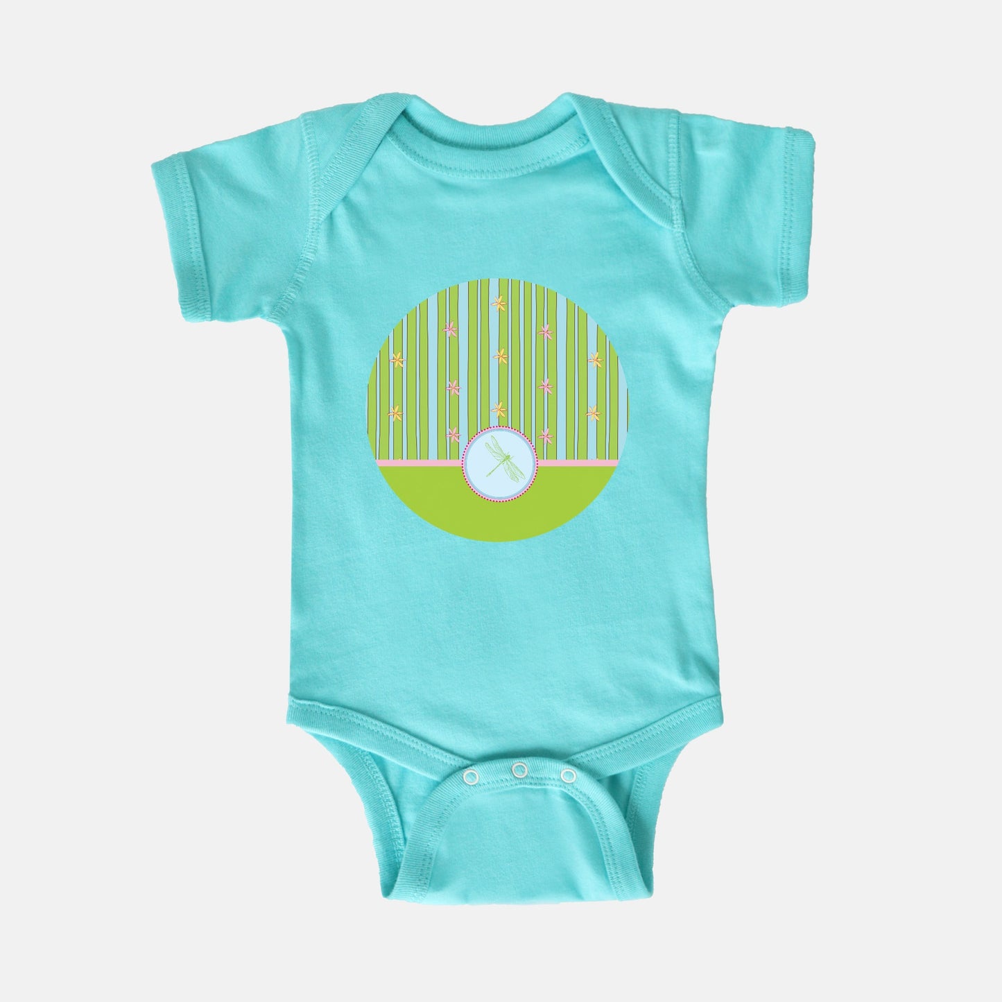 Green Dragonfly Short-Sleeve Baby Bodysuit