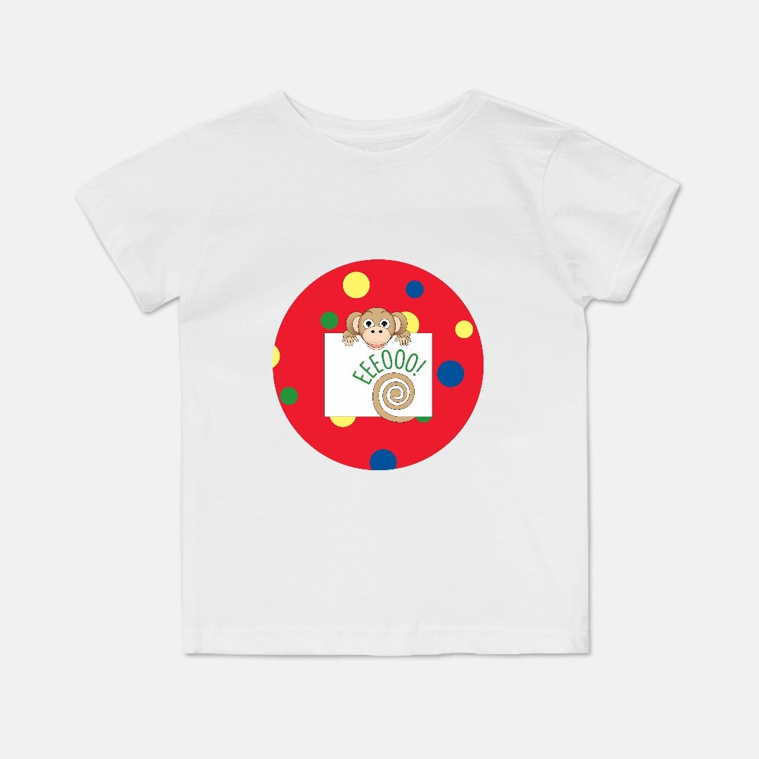 Jungle Animals Monkey Short-Sleeve Toddler Tee, Red Pattern