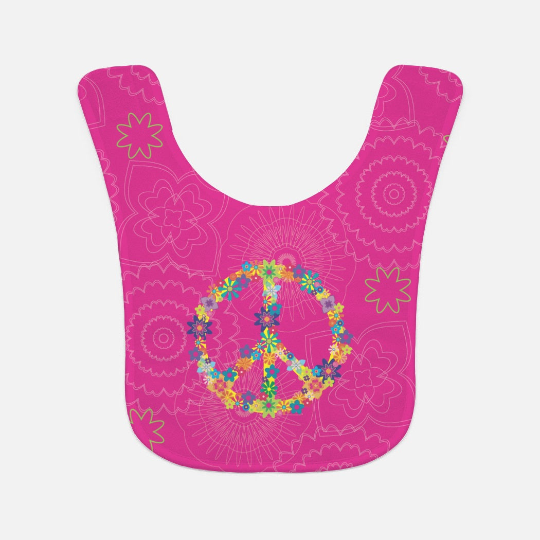 Floral Peace Sign Baby Bib