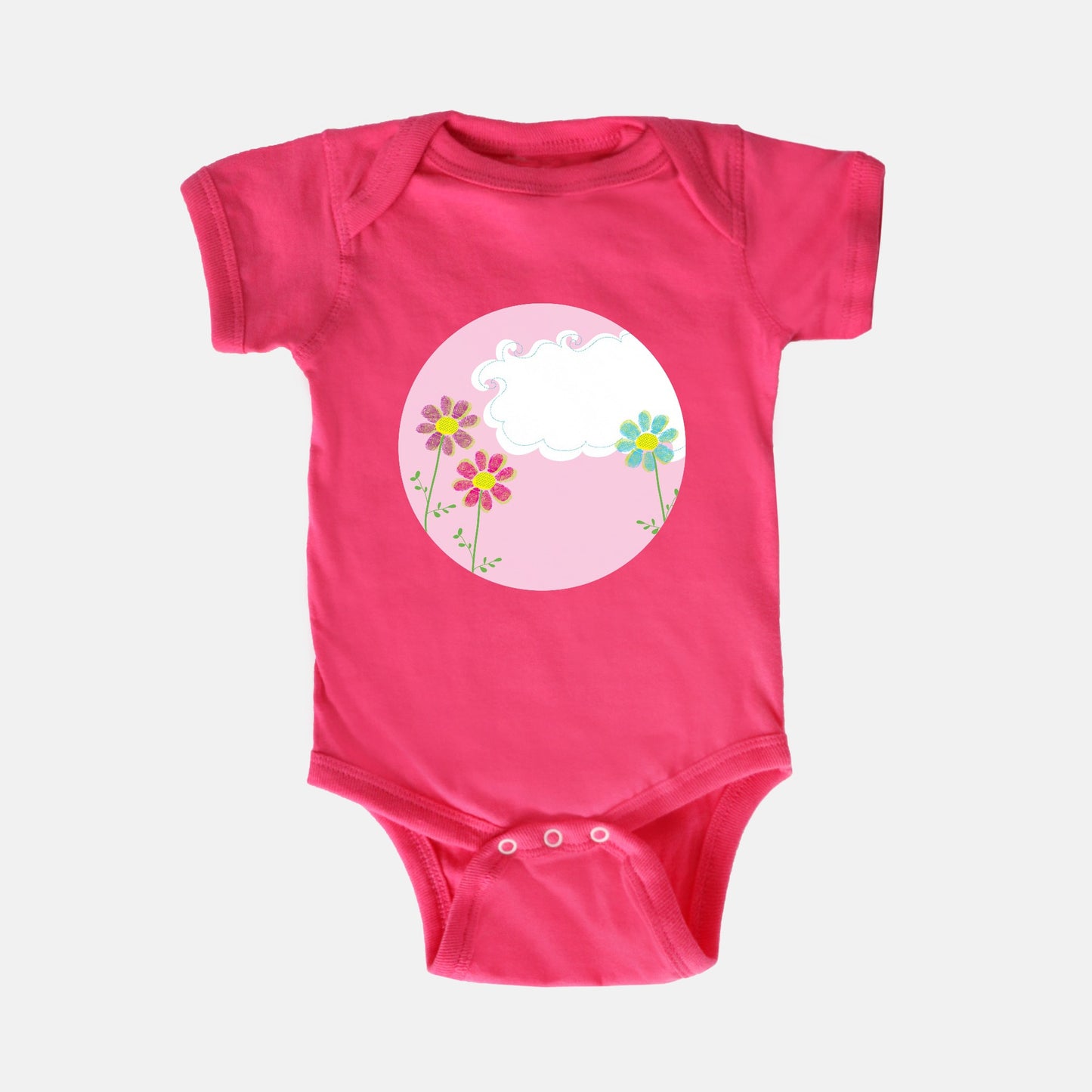 Fingerprint Flowers Short-Sleeve Baby Bodysuit