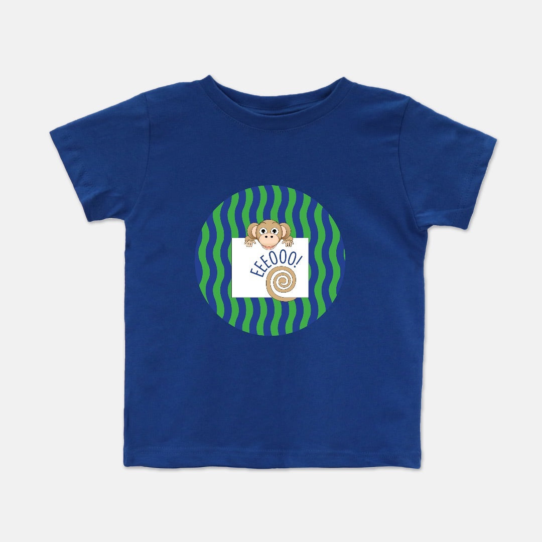 Jungle Animals Monkey Short-Sleeve Toddler Tee, Green Pattern