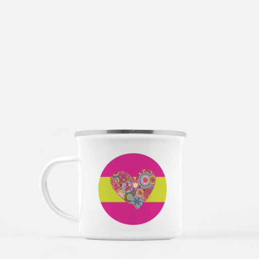 Retro Flower Collage Heart 10-oz. Camp Mug