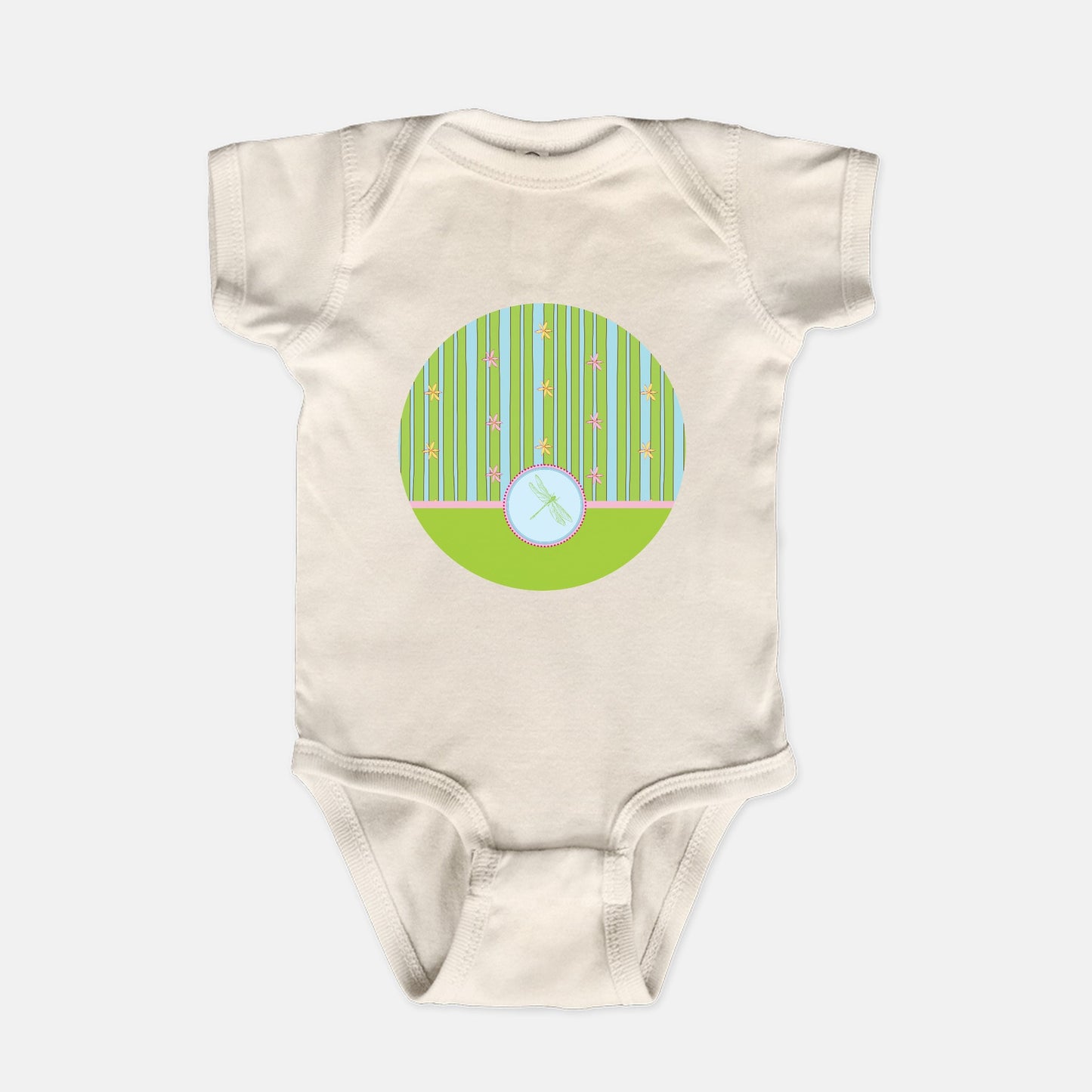 Green Dragonfly Short-Sleeve Baby Bodysuit