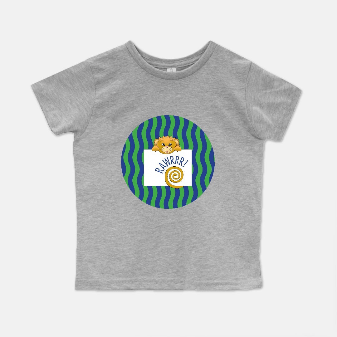 Jungle Animals Lion Short-Sleeve Toddler Tee, Green Pattern