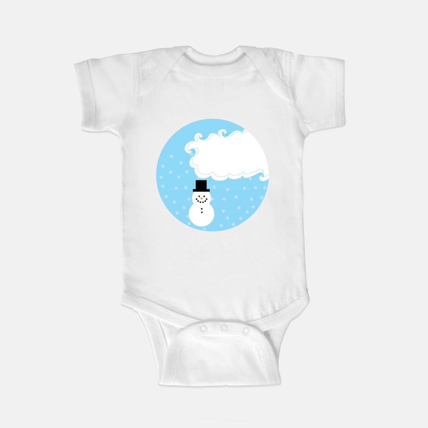 Whimsical White Snowman Short-Sleeve Baby Bodysuit