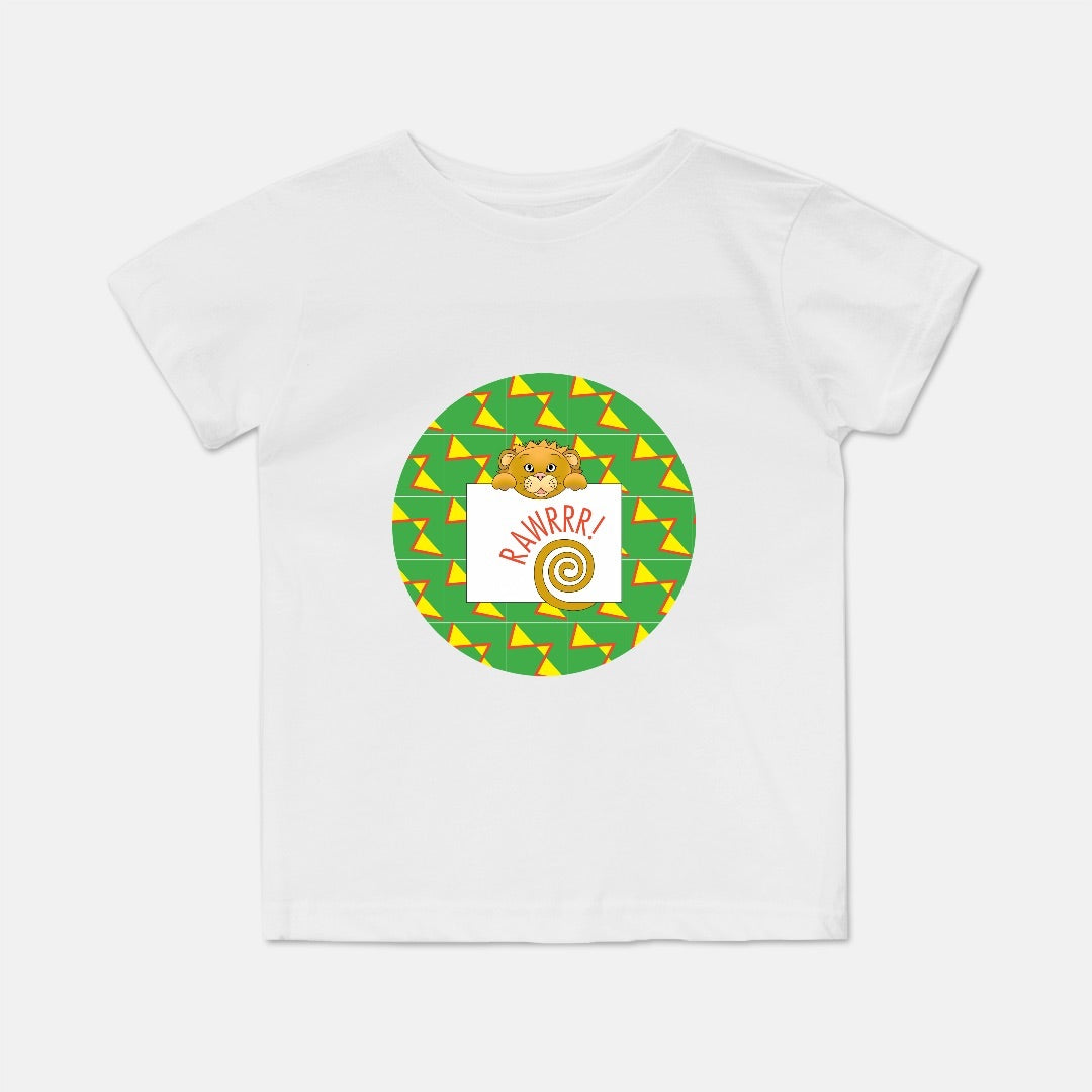 Jungle Animals Lion Short-Sleeve Toddler Tee, Yellow Pattern