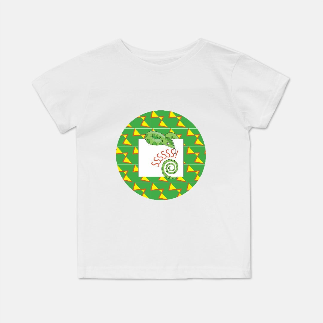 Jungle Animals Snake Short-Sleeve Toddler Tee, Yellow Pattern