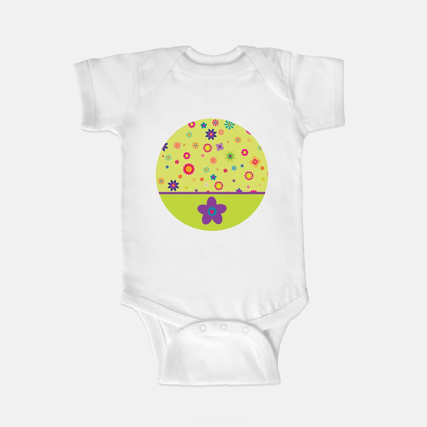 Floating Flowers Short-Sleeve Baby Bodysuit