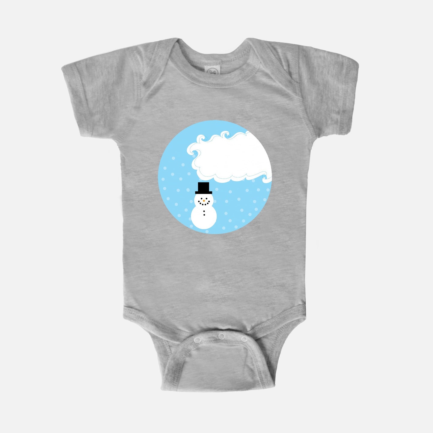 Whimsical White Snowman Short-Sleeve Baby Bodysuit