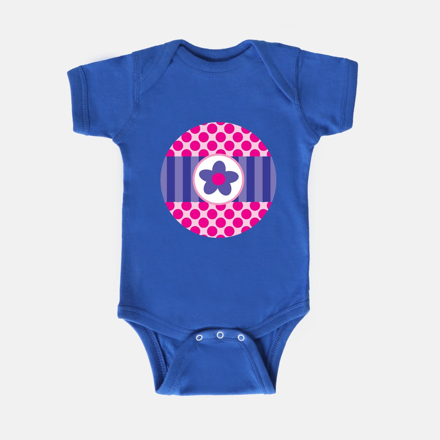 Big Pink Polka Dots Short-Sleeve Baby Bodysuit