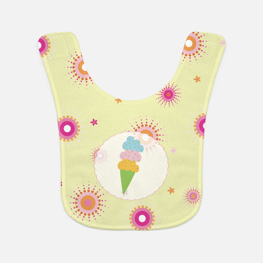 Firework Flowers Yellow Triple Scoop Baby Bib