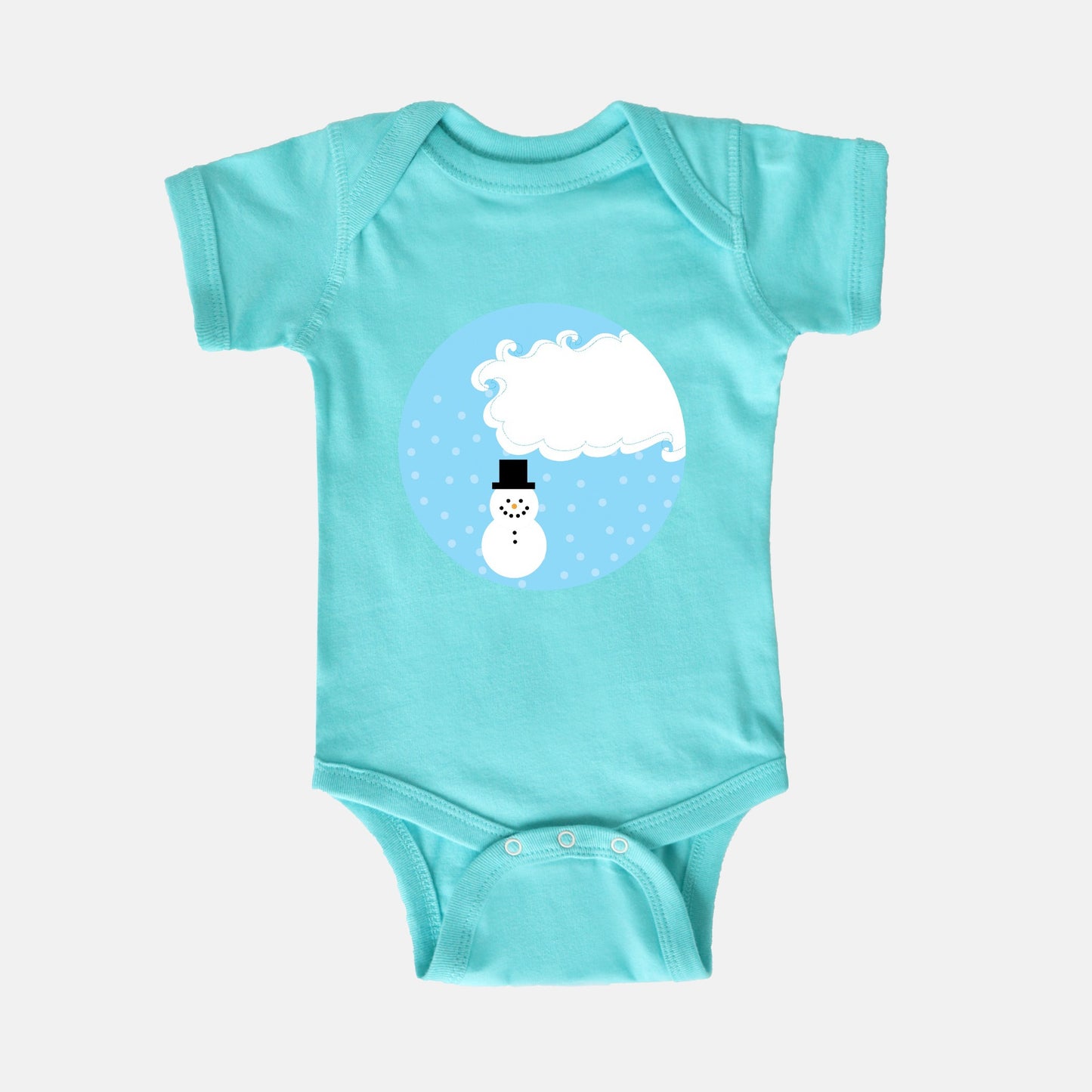 Whimsical White Snowman Short-Sleeve Baby Bodysuit