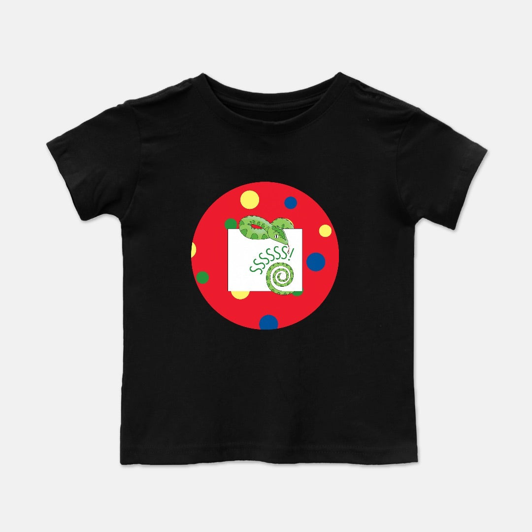 Jungle Animals Snake Short-Sleeve Toddler Tee, Red Pattern