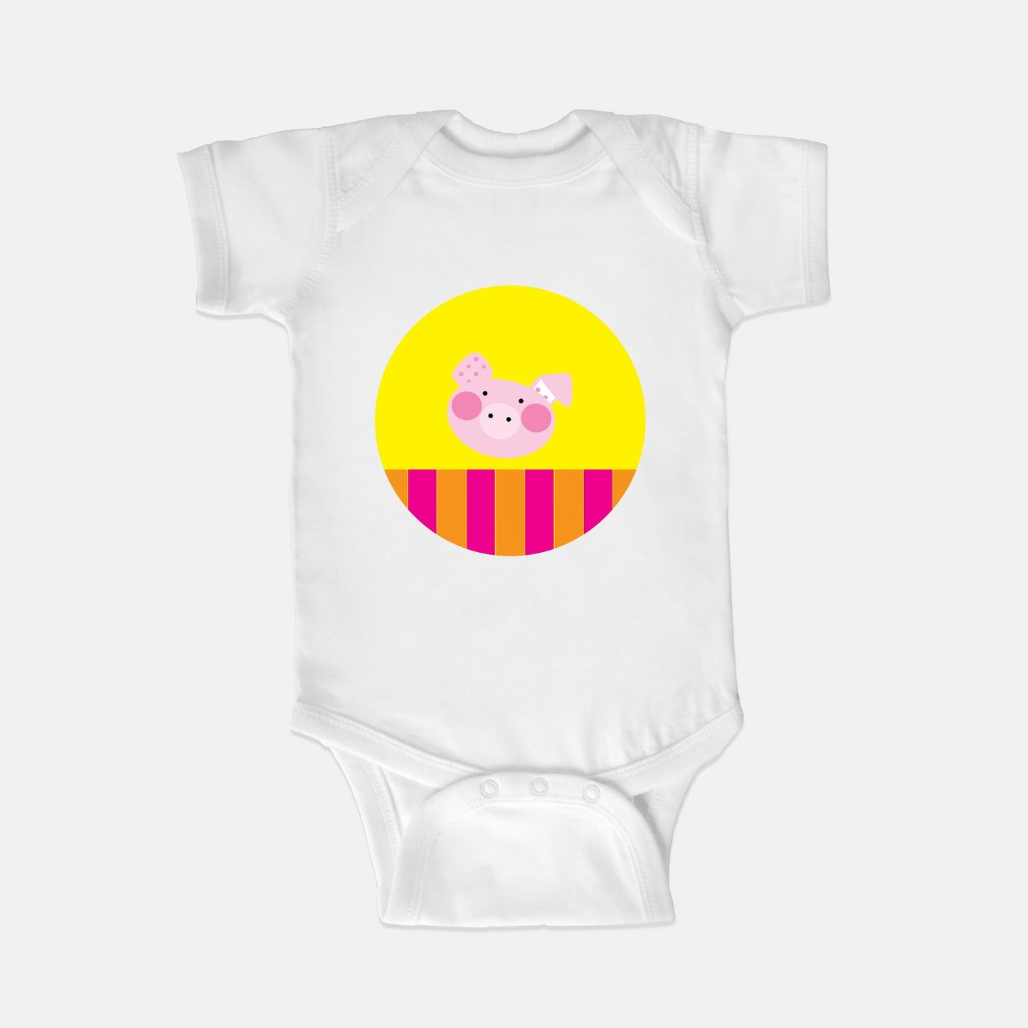 Happy Piggy Short-Sleeve Baby Bodysuit