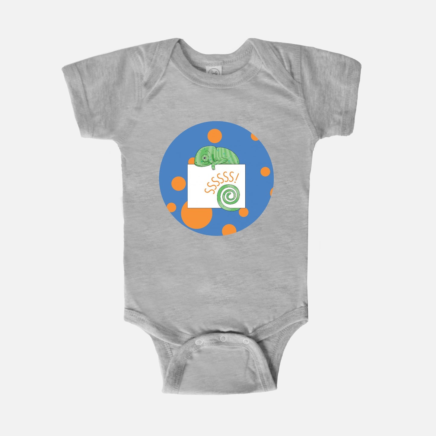 Jungle Animals Chameleon Short-Sleeve Baby Bodysuit, Blue  Pattern