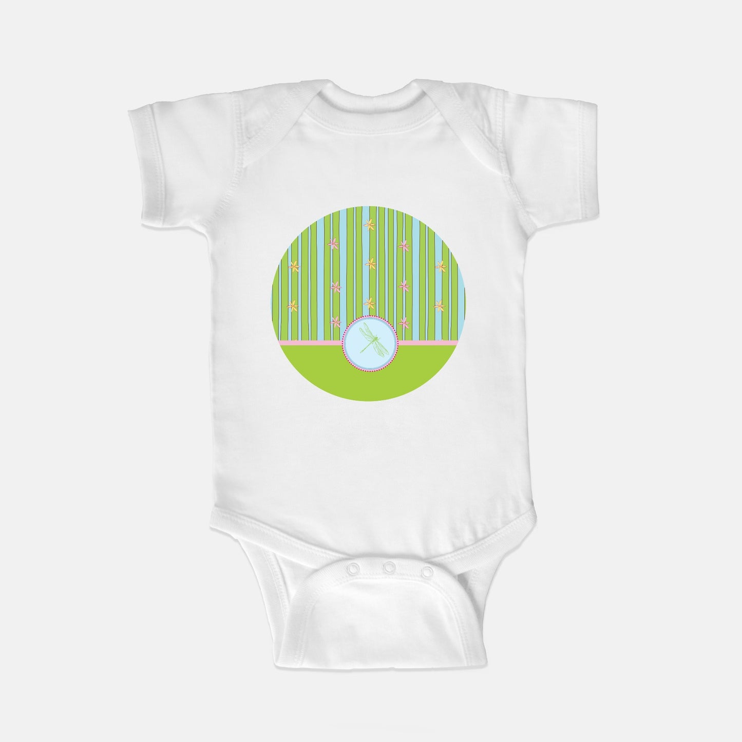 Green Dragonfly Short-Sleeve Baby Bodysuit