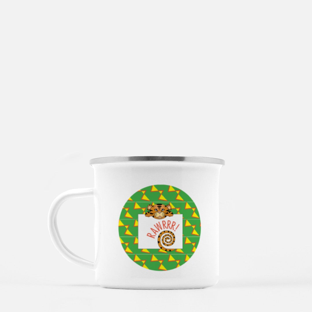 Jungle Animals Tiger 10-oz. Camp Mug, Yellow Pattern