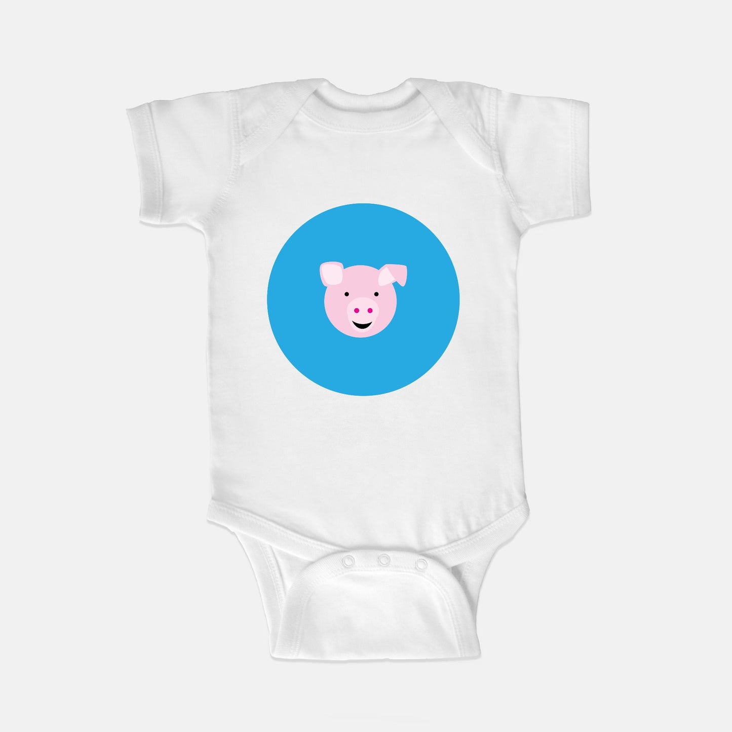 Fantastic Farm Pig Short-Sleeve Baby Bodysuit