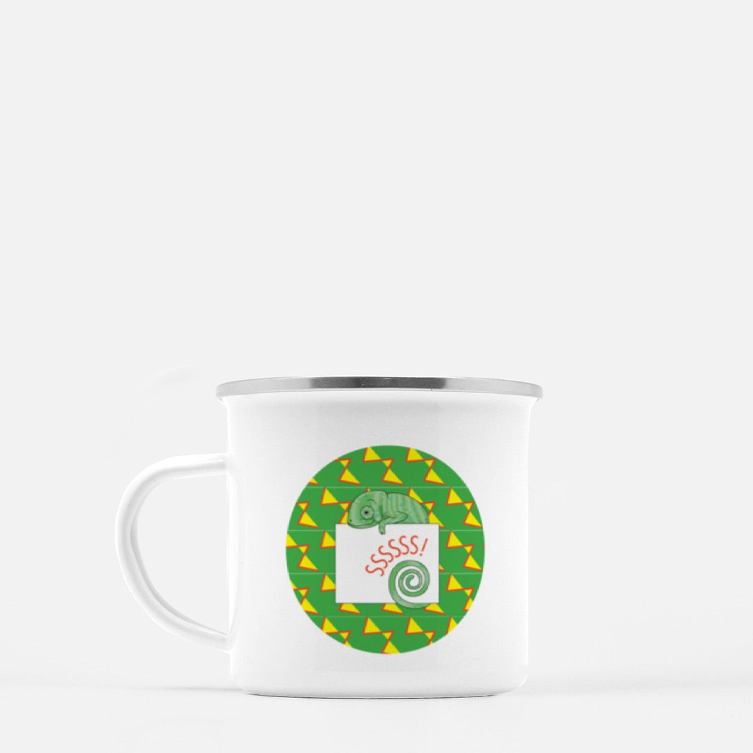 Jungle Animals Chameleon 10-oz. Camp Mug, Yellow Pattern