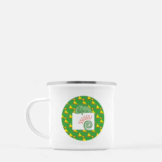 Jungle Animals Chameleon 10-oz. Camp Mug, Yellow Pattern