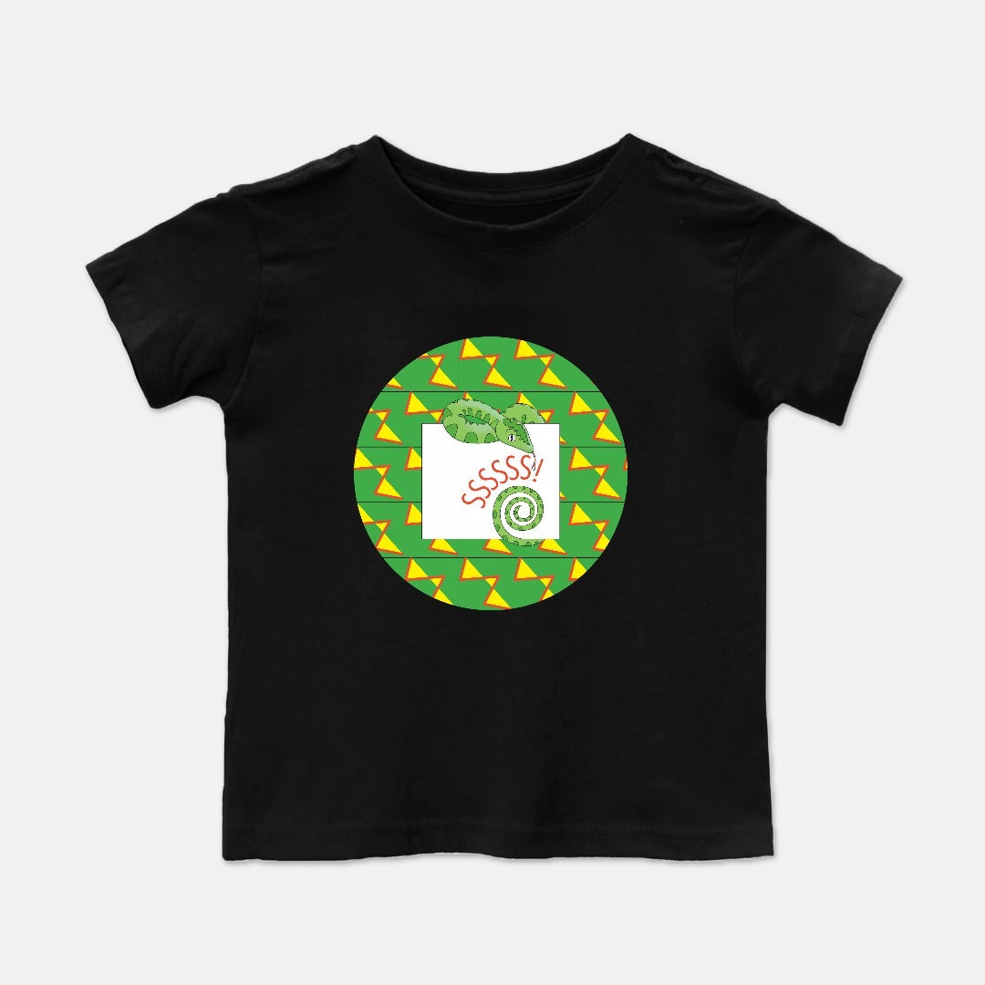 Jungle Animals Snake Short-Sleeve Toddler Tee, Yellow Pattern