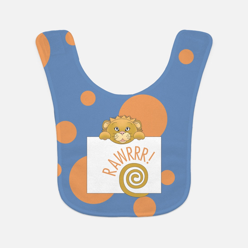 Jungle Animals Lion Baby Bib, Blue Pattern