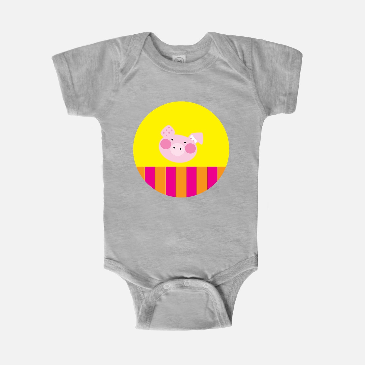 Happy Piggy Short-Sleeve Baby Bodysuit