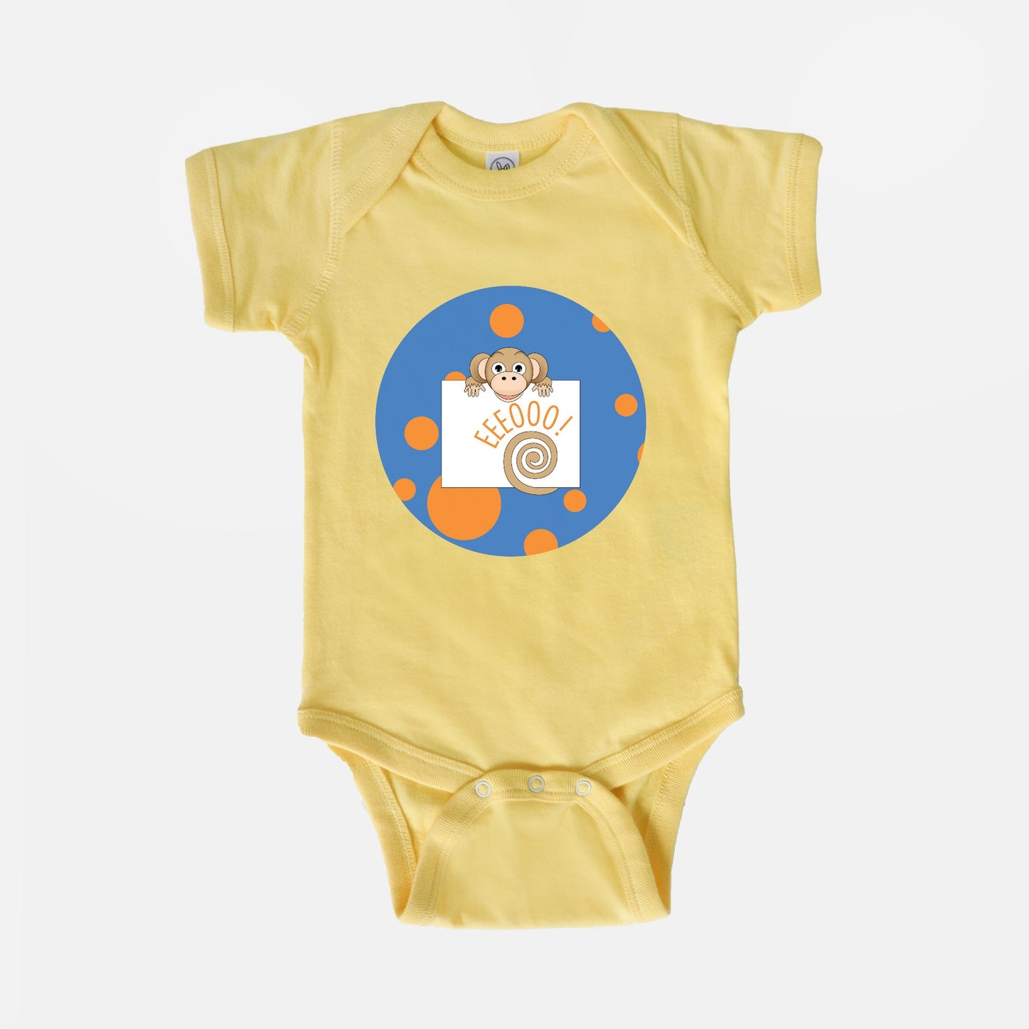 Jungle Animals Monkey Short-Sleeve Baby Bodysuit, Blue  Pattern