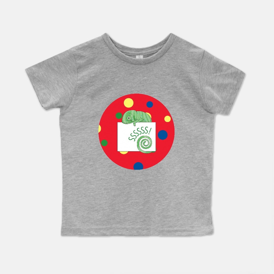 Jungle Animals Chameleon Short-Sleeve Toddler Tee, Red Pattern