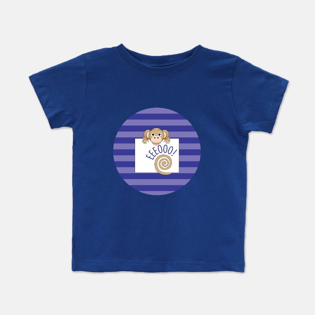 Jungle Animals Monkey Short-Sleeve Toddler Tee, Purple Pattern